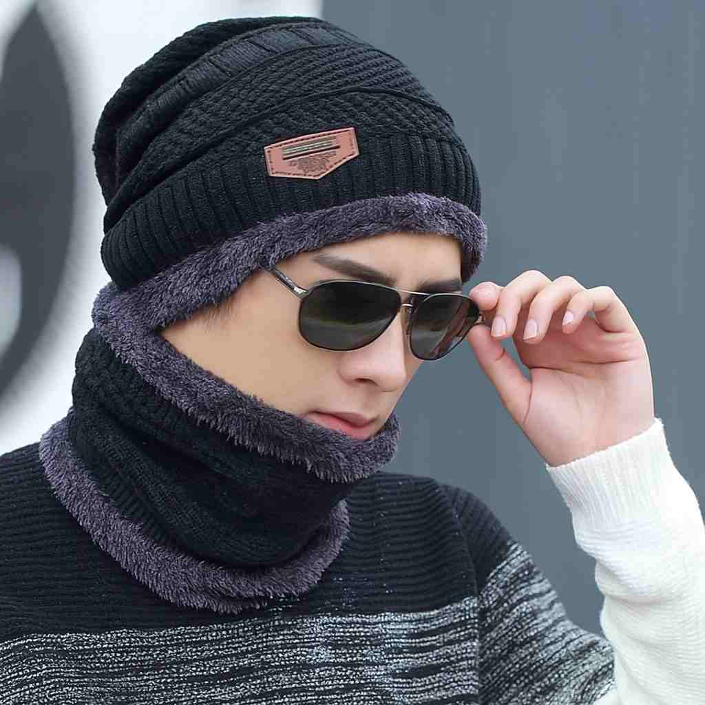 Winter Wool Cap with Neck Warmer