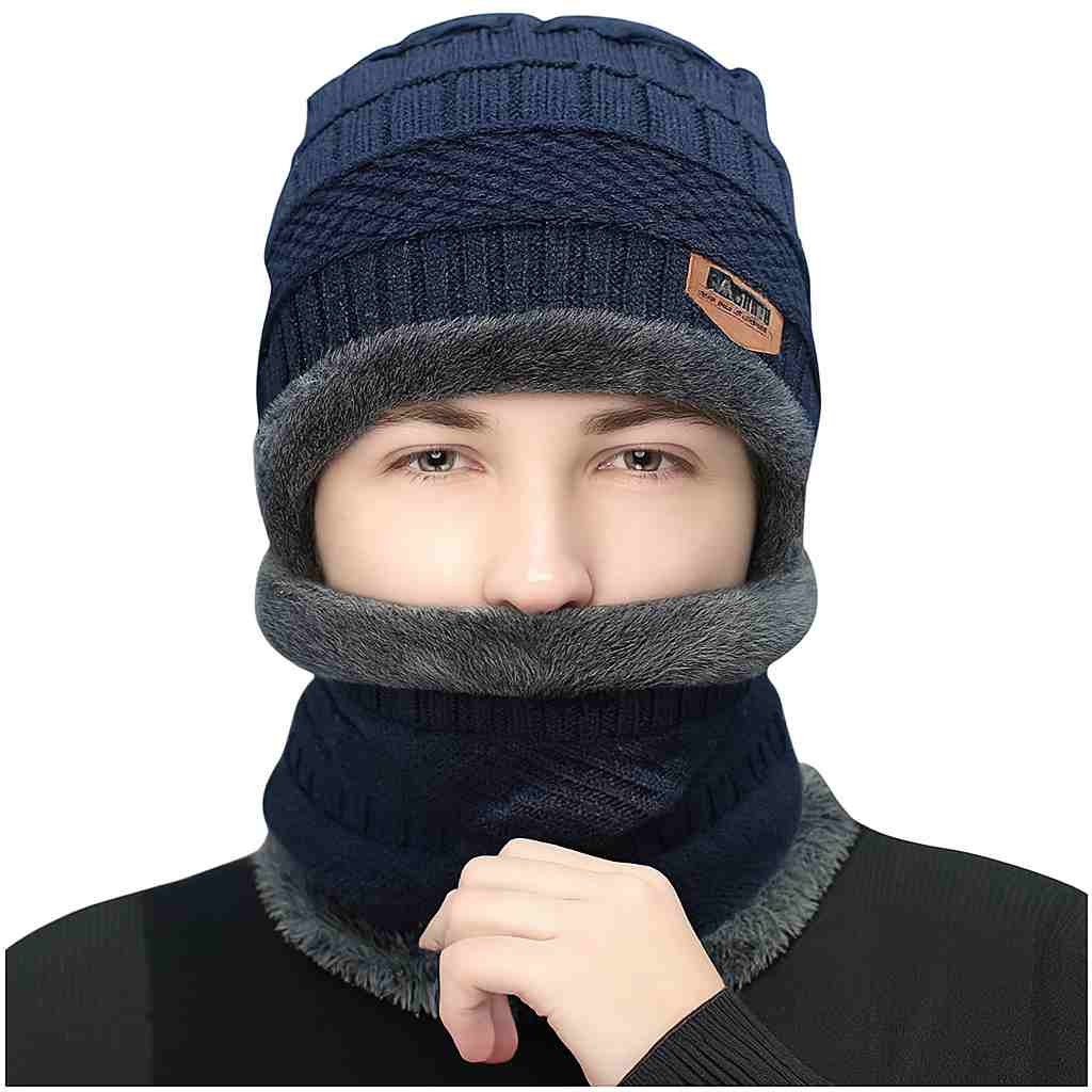 Winter Wool Cap with Neck Warmer