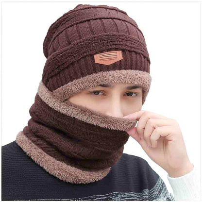 Winter Wool Cap with Neck Warmer
