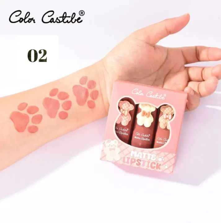 Color Castle Pack Of 3 Bear Shape Matte Lipstick