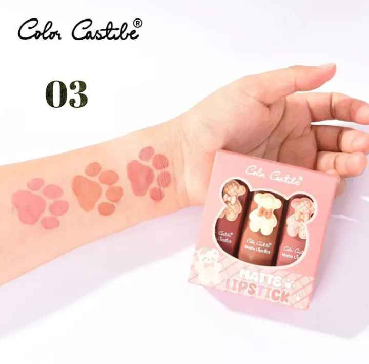 Color Castle Pack Of 3 Bear Shape Matte Lipstick