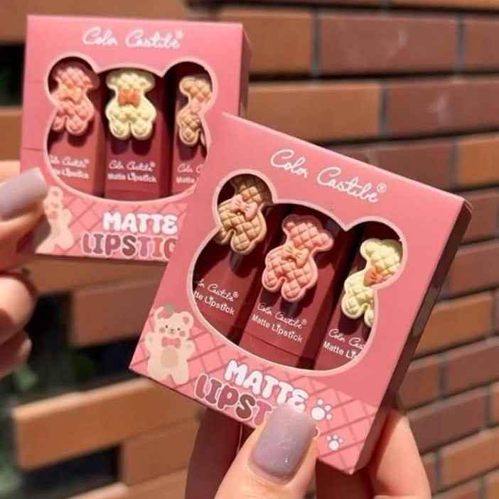 Color Castle Pack Of 3 Bear Shape Matte Lipstick