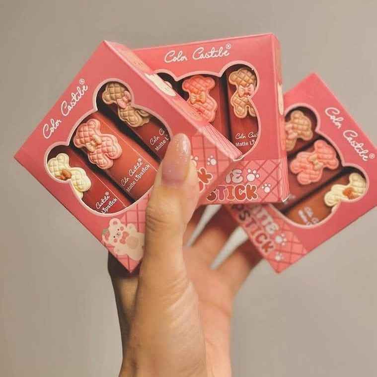 Color Castle Pack Of 3 Bear Shape Matte Lipstick